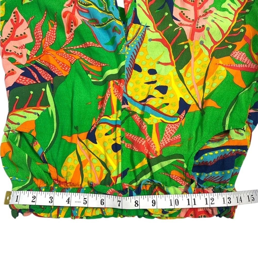 Olivaceous Vibrant Green Tropical Print Pants Size S - Picture 7 of 13